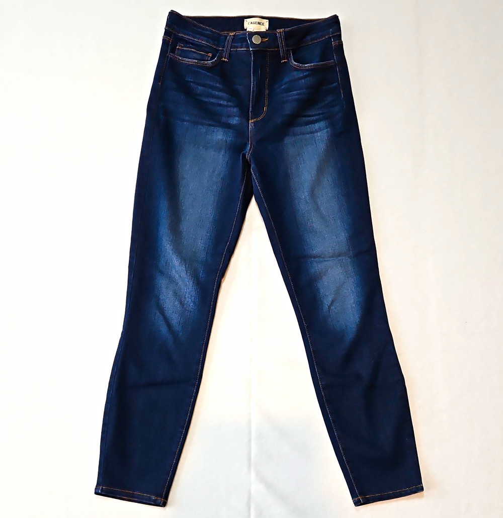 L'AGENCE Women’s Blue Dark Wash High Rise Slim Skinny Stretch Jeans size 27